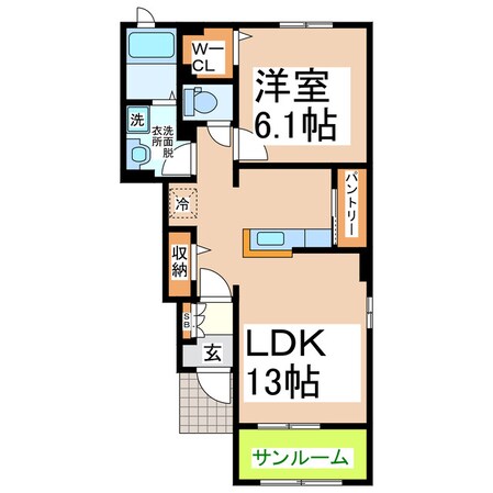 亀井 徒歩5分 1階の物件間取画像